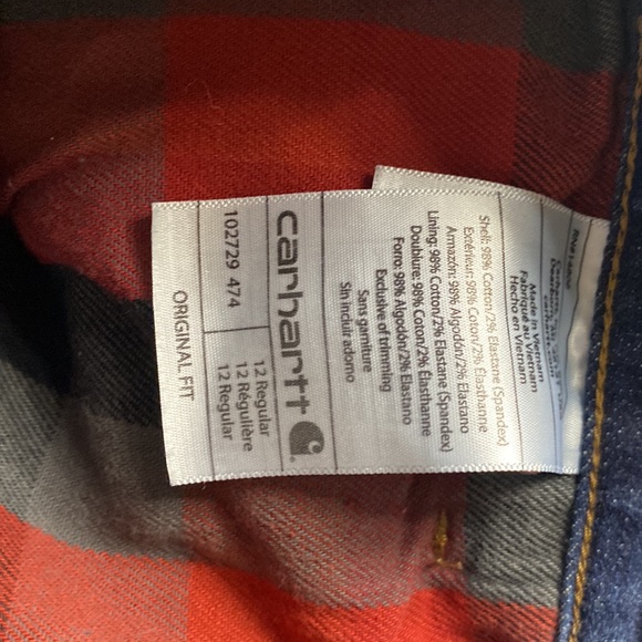 Carhartt Flannel Lined Straight leg size 12 regular  original fit jeans - Picture 9 of 13